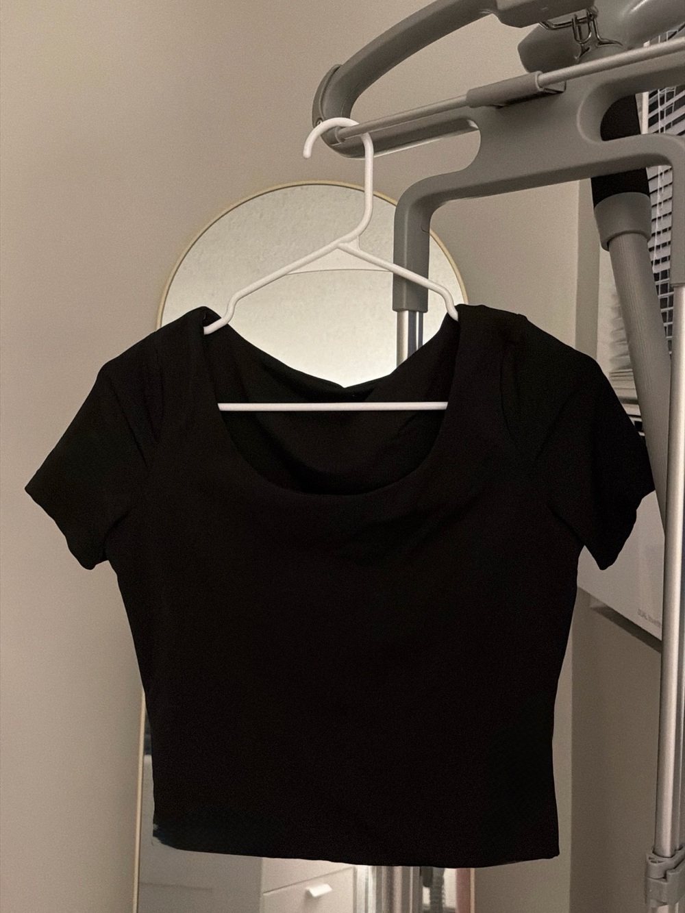 Black Short Sleeve Scoop Neck Women's Top